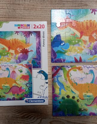 FUNNY DINOS 2 PUZZLES DE 20 PIECES CLEMENTONI