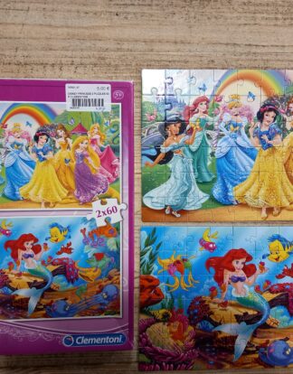 DISNEY PRINCESS 2 PUZZLES DE 60 PIECES CLEMENTONI